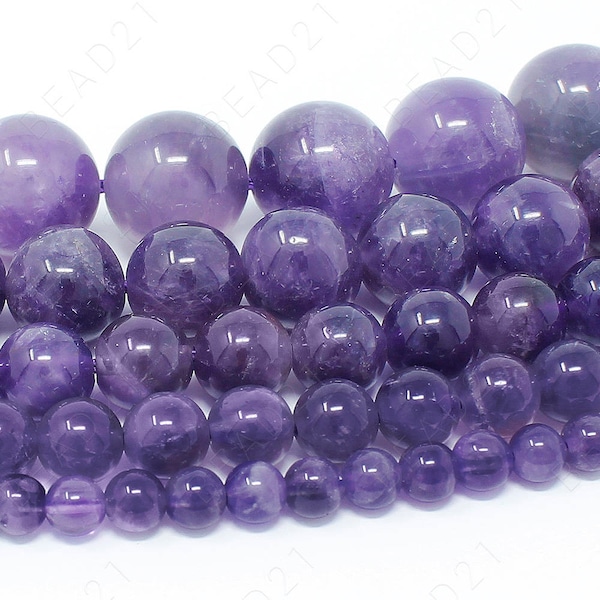 Amethyst Beads - Grade AAA - Natural Gemstone Round Loose - 4mm 6mm 8mm 10mm 12mm - 15.5" Strand