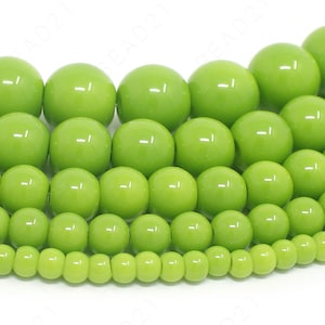 Lime Green Czech Opaque Glass Beads Round Loose - 4mm 6mm 8mm 10mm 12mm - 16" Strand
