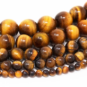 Tiger Eye Beads - Grade AAA - Natural Gemstone Round Loose - 4mm 6mm 8mm 10mm 12mm - 15.5" Strand