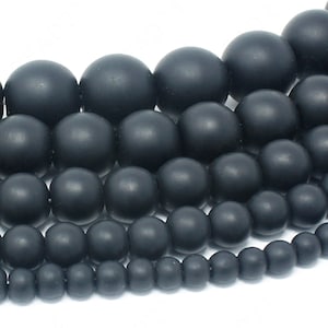 Matte Black Onyx Beads Natural Gemstone Round Loose - 4mm 6mm 8mm 10mm 12mm - 15.5" Strand