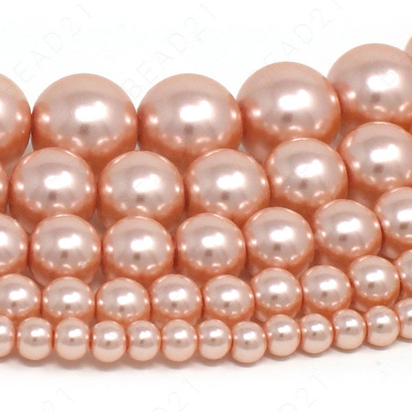 Rose Gold Czech Opaque Glass Beads Round Loose - 4mm 6mm 8mm 10mm 12mm - 16" Strand