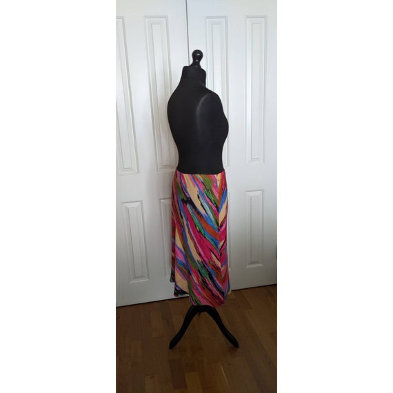 90s Multicolored brush stroke pattern flared Skirt - image 2