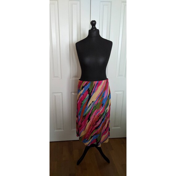 90s Multicolored brush stroke pattern flared Skirt - image 1