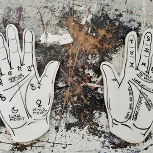 Divinorum Ceramic, palmistry practices. Ceramic hand. Wall decoration