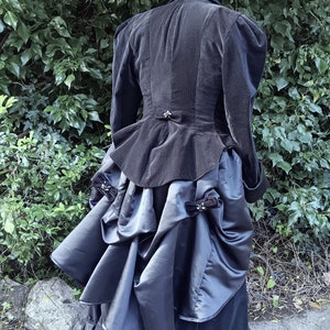 Victorian Steampunk Bustle Dress Outfit Black Velvet with Sculls