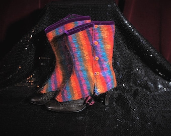 Ladies spats rainbow steampunk cosplay shoe covers