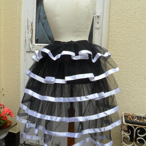 Black Burlesque Net Bustle con nastro bianco immagine 3