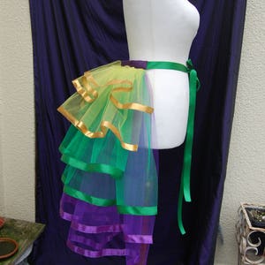 Mardi Gras Burlesque Net Bustle in Purple, Green, Yellow and Gold