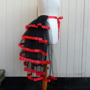Black Burlesque Net Bustle with Red Ribbon