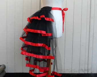 Black Burlesque Net Bustle with Red Ribbon