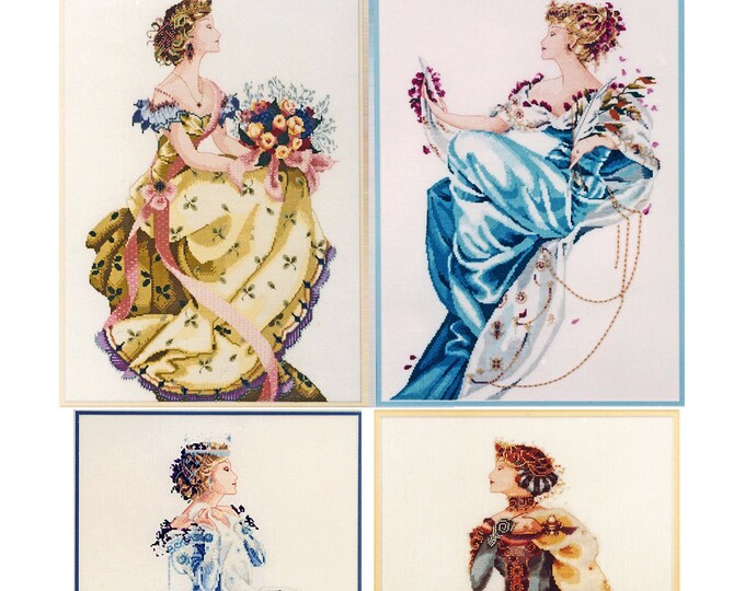 Four Seasonal Queens Mirabilia 1990s RARE 4 Cross Stitch Patterns