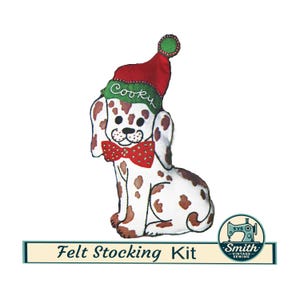 1977 &quot;Christmas for Puppy&quot; Dog Stocking Paragon Felt Kit #6275 Sz 12&quot; Make and Personalize for Your Family Pet Cute Holiday Doggy Santa Hat