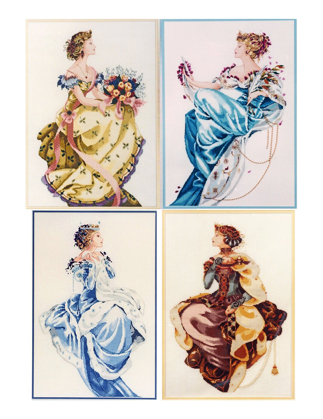 Four Seasonal Queens Mirabilia 1990s RARE 4 Cross Stitch Patterns