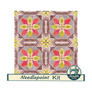 Rare 1970s Four Stars Cushion Eva Rosenstand Needlepoint Kit #42-334 Vintage Classic Danish Quilt Block Design Mid-Century Modern Autumn