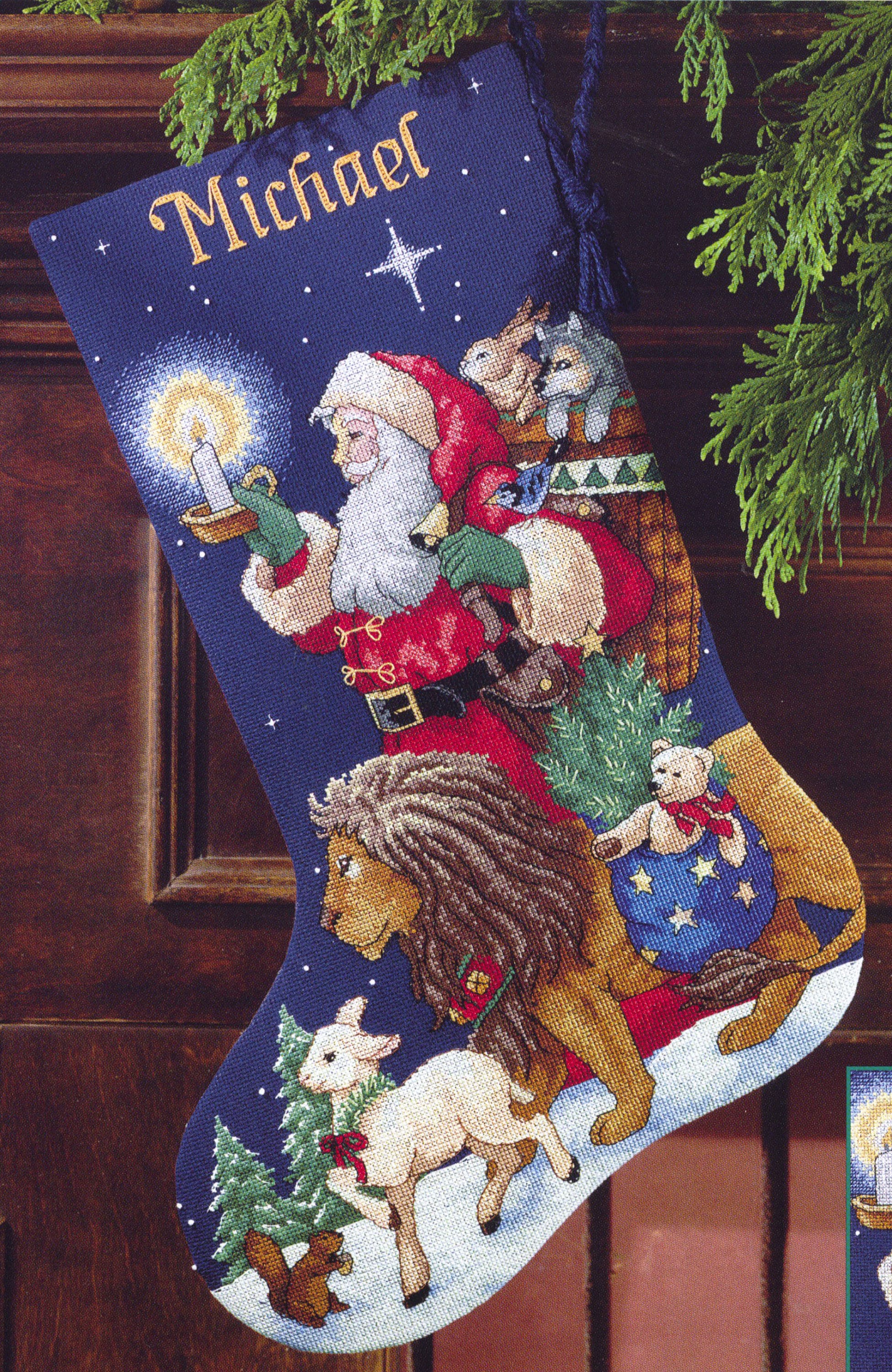 Dimensions Starry Santa Stocking Stamped Cross Stitch Kit 8448 for