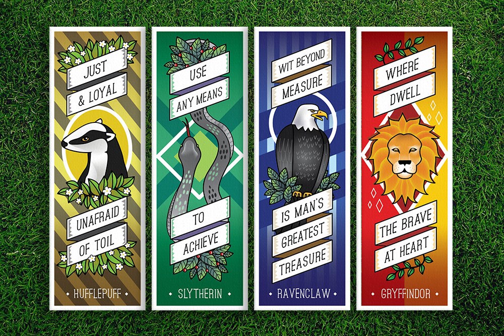 long bookmark gryffindor hufflepuff ravenclaw slytherin etsy