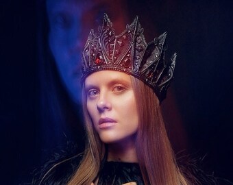 Handmade gothic dark silver fantasy crown