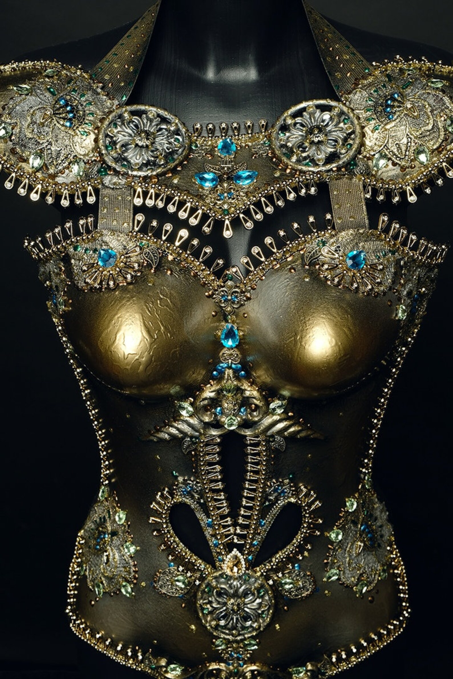 Unique handmade golden CORSET size SM Etsy