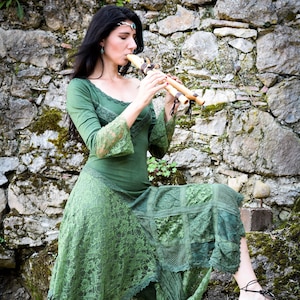 Lace Fairy Dress Cottagecore Boho Celtic Renaissance Gown, Handmade Festival Outfit, Witchy or Cosplay Clothing