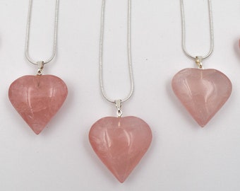 Rose quartz heart necklace, heart pendant, healing jewelry, crystals necklace, lovely pendant, gifts for her, valentine's gift, mom's gift