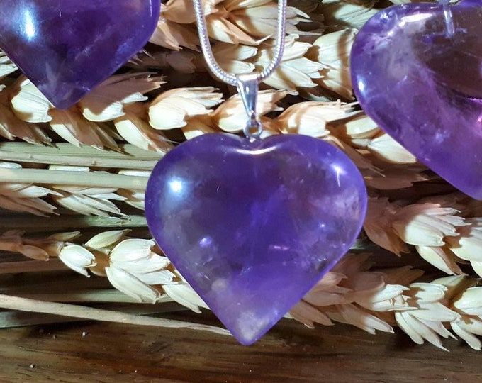 Chunky Amethyst Heart Pendant: Geode Crystal Necklace