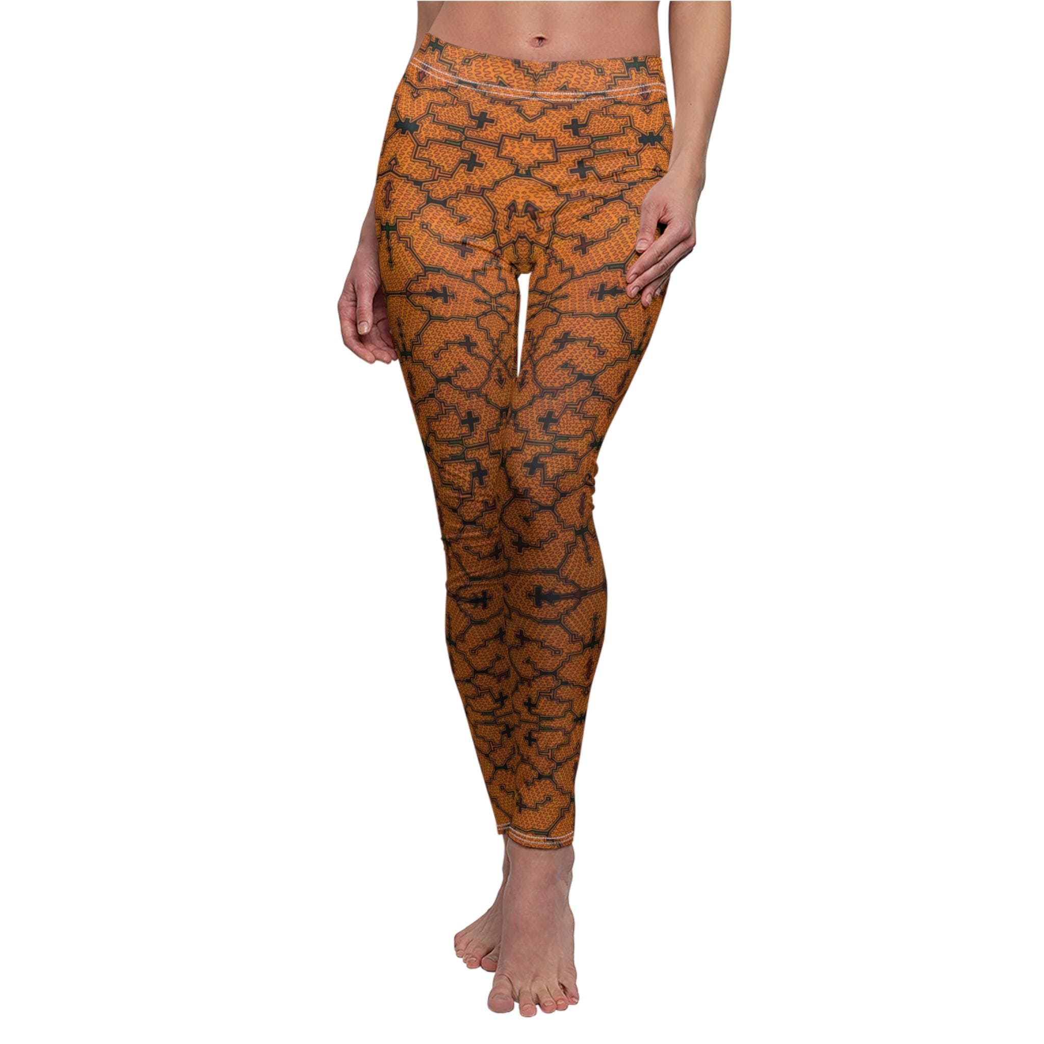 Velvety Orange Shipibo Leggings, Women& image 5