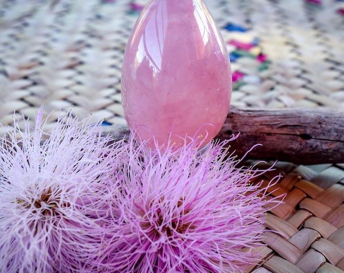 Rose Quartz Crystal Egg, Polished Pink Stone Egg for Altar Display, Medium Size Undrilled Gemstone Sculpture, Mineral Collection Decor