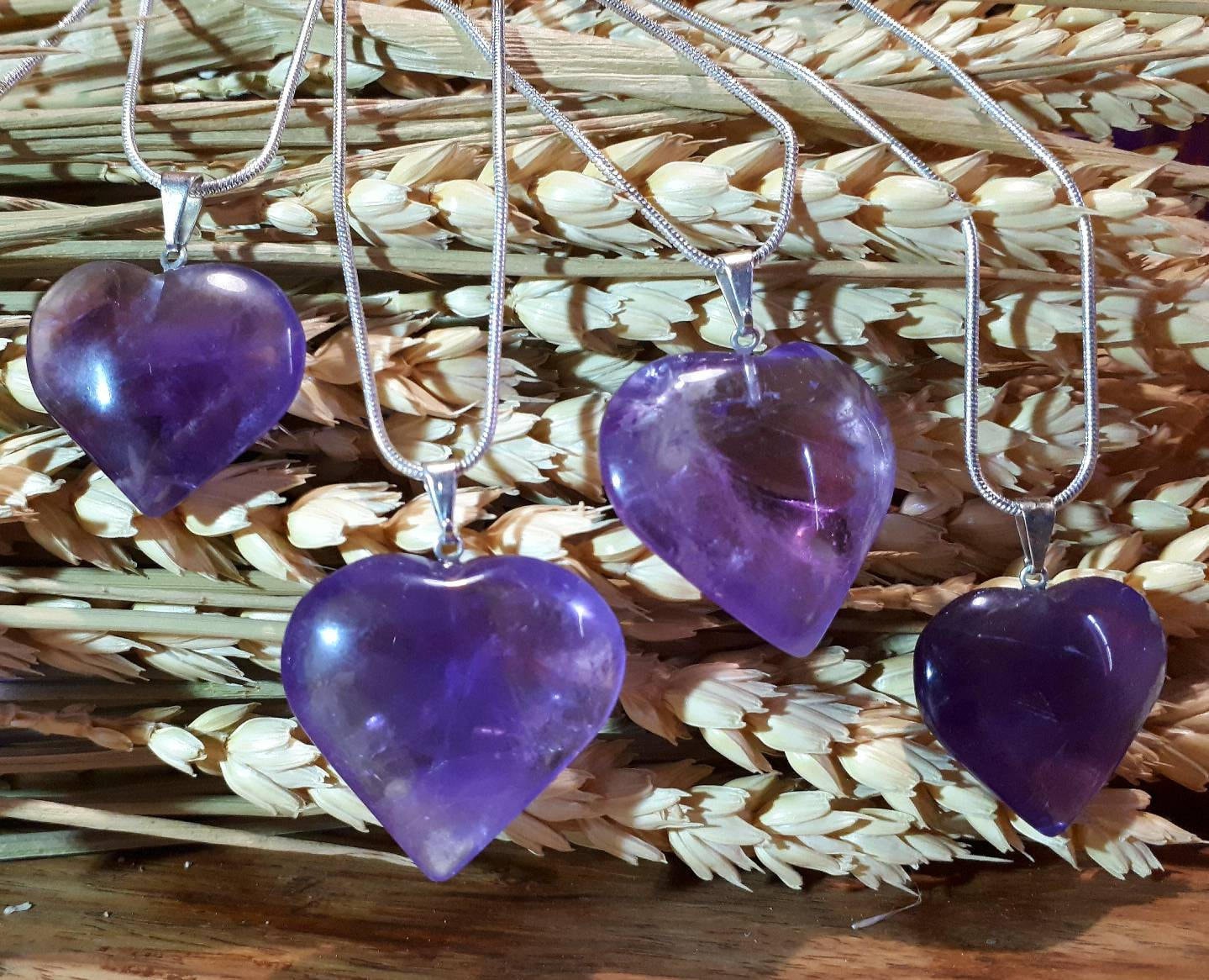 Chunky Amethyst Heart Pendant: Geode Crystal Necklace