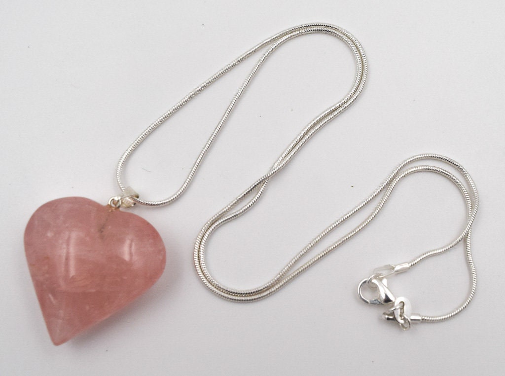 Rose quartz heart necklace, heart pendant crystals necklace, lovely pendant, gifts for her,