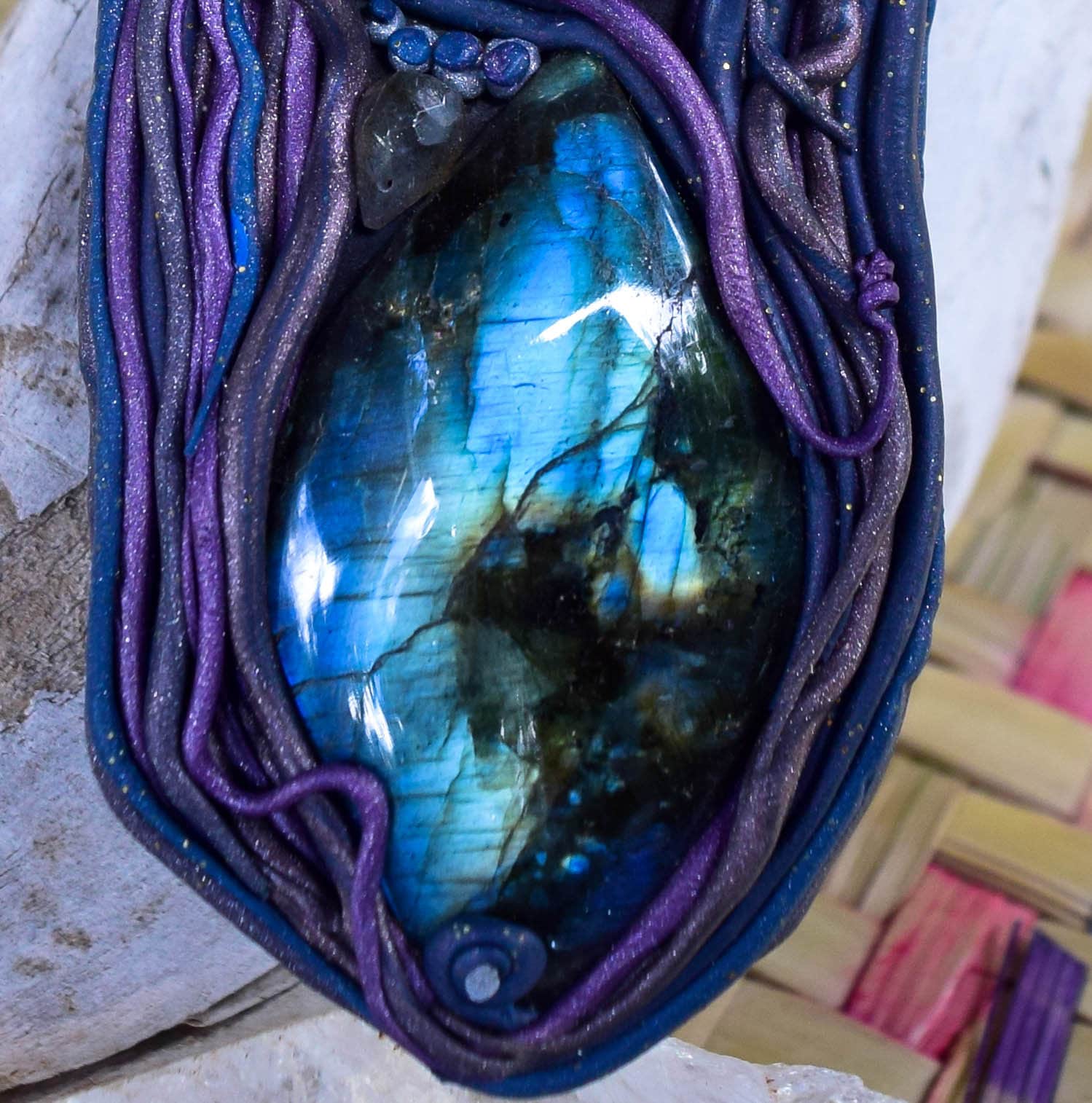 Celtic Goddess Necklace with Labradorite glowing Unique Pagan Jewelry image 5