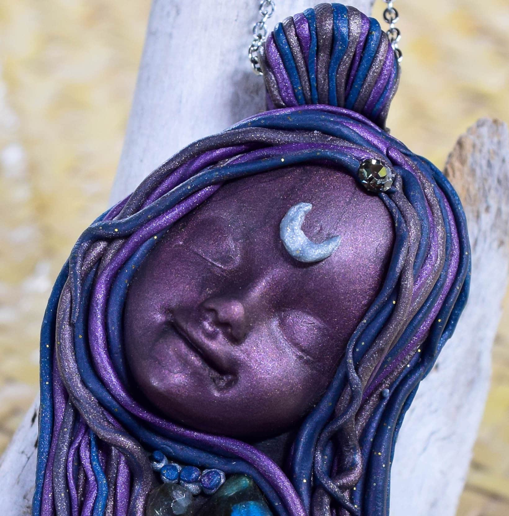 Celtic Goddess Necklace with Labradorite glowing Unique Pagan Jewelry image 3