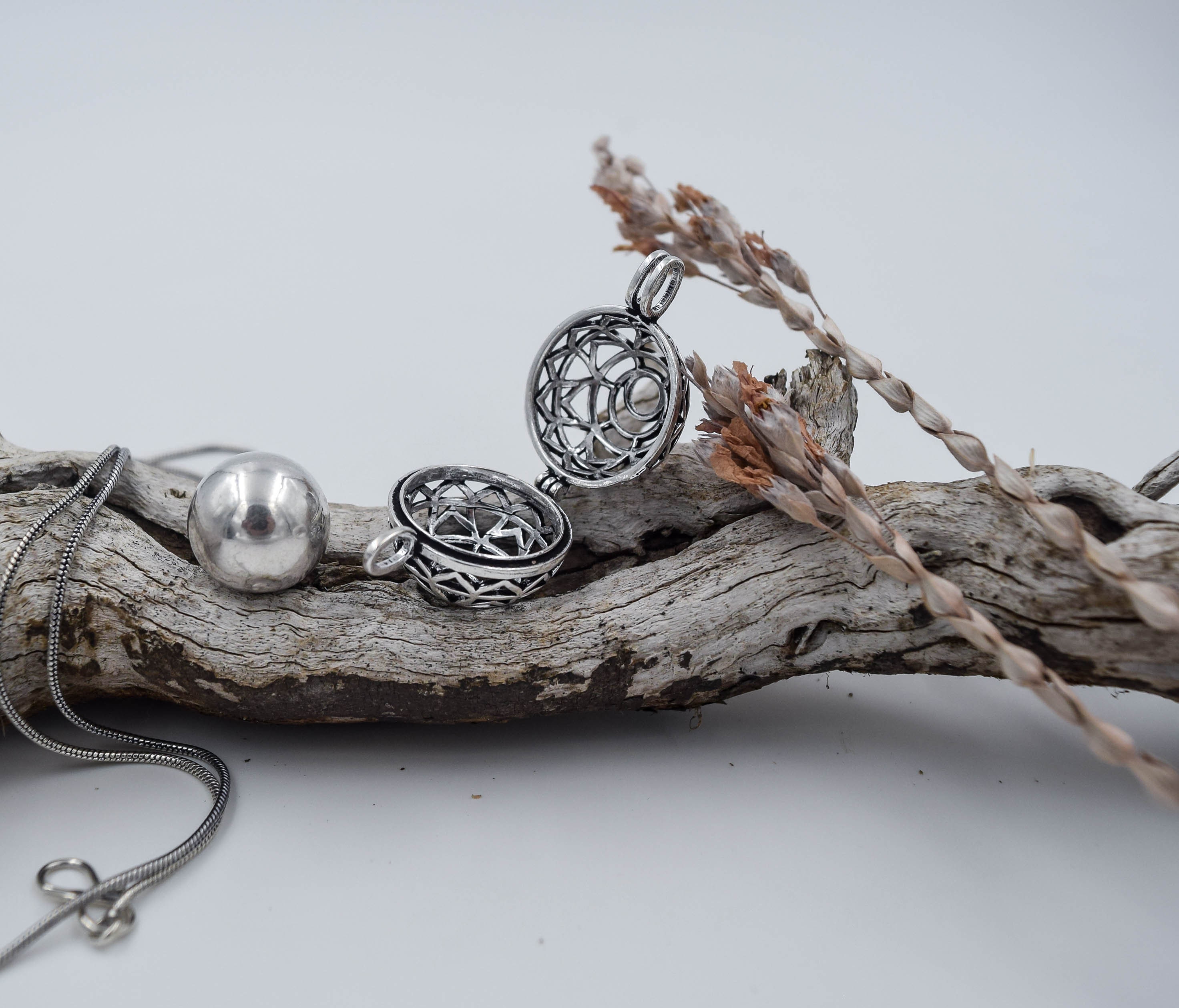 Silver Plated Maternity Bola Necklace: Harmony Baby Amulet image 2