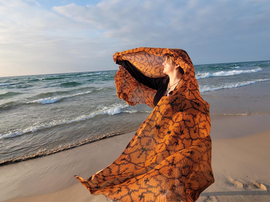 Buy Ayahuasca Shipibo Scarf, Printed in Silk Blend With Natural