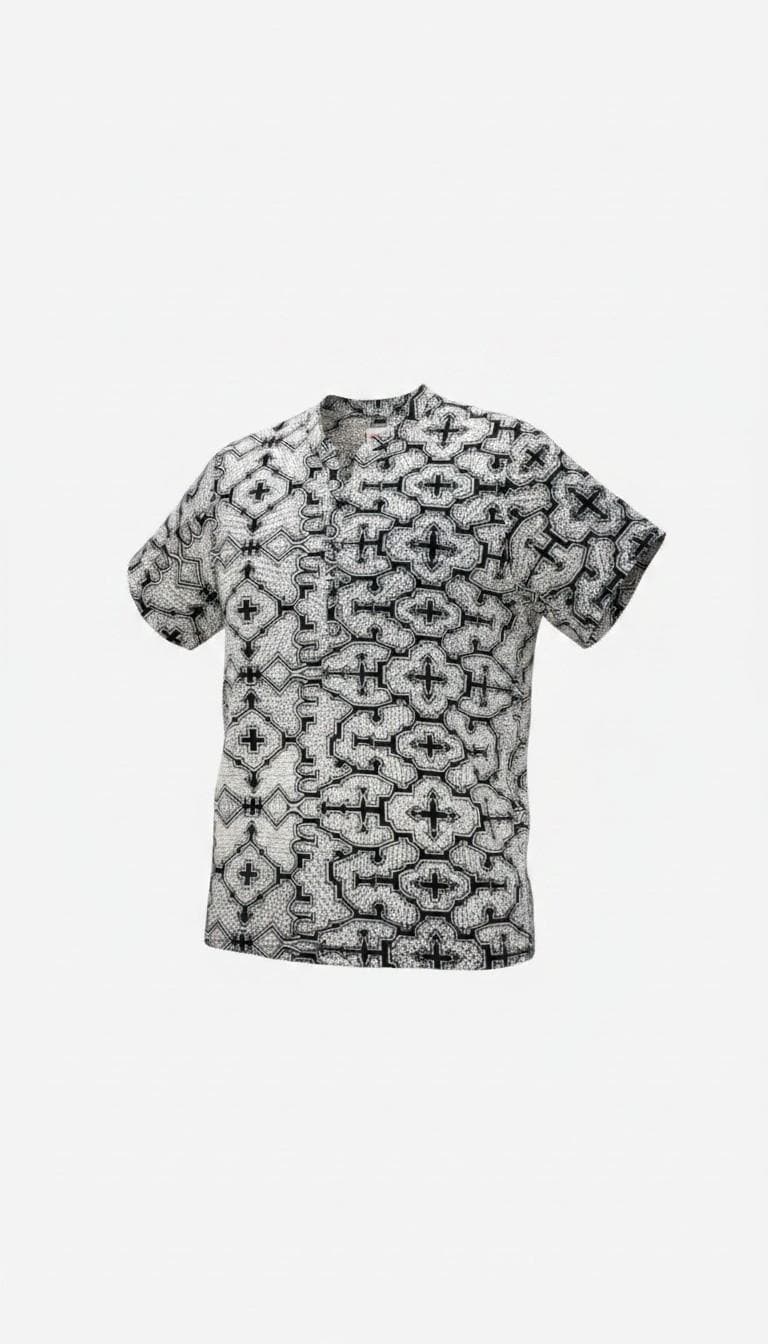Sacred Geometry Shipibo White Tee: 100% Cotton Elegance. Fractal transdimensional apparell image 9