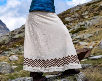 Medieval raw cotton wrap around maxi skirt, boho Handmade Fashion dress, Rustic Tribal Wear, Block Printed Outfit