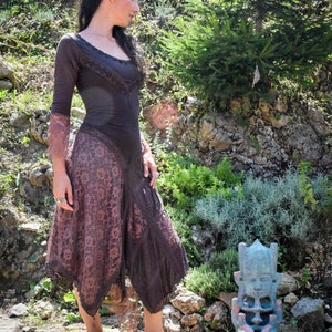 Medieval elven dress, Gypsy bohemian dress, Boho dress, xianxia style, romantic lace dress, psychedelic festival dress image 7