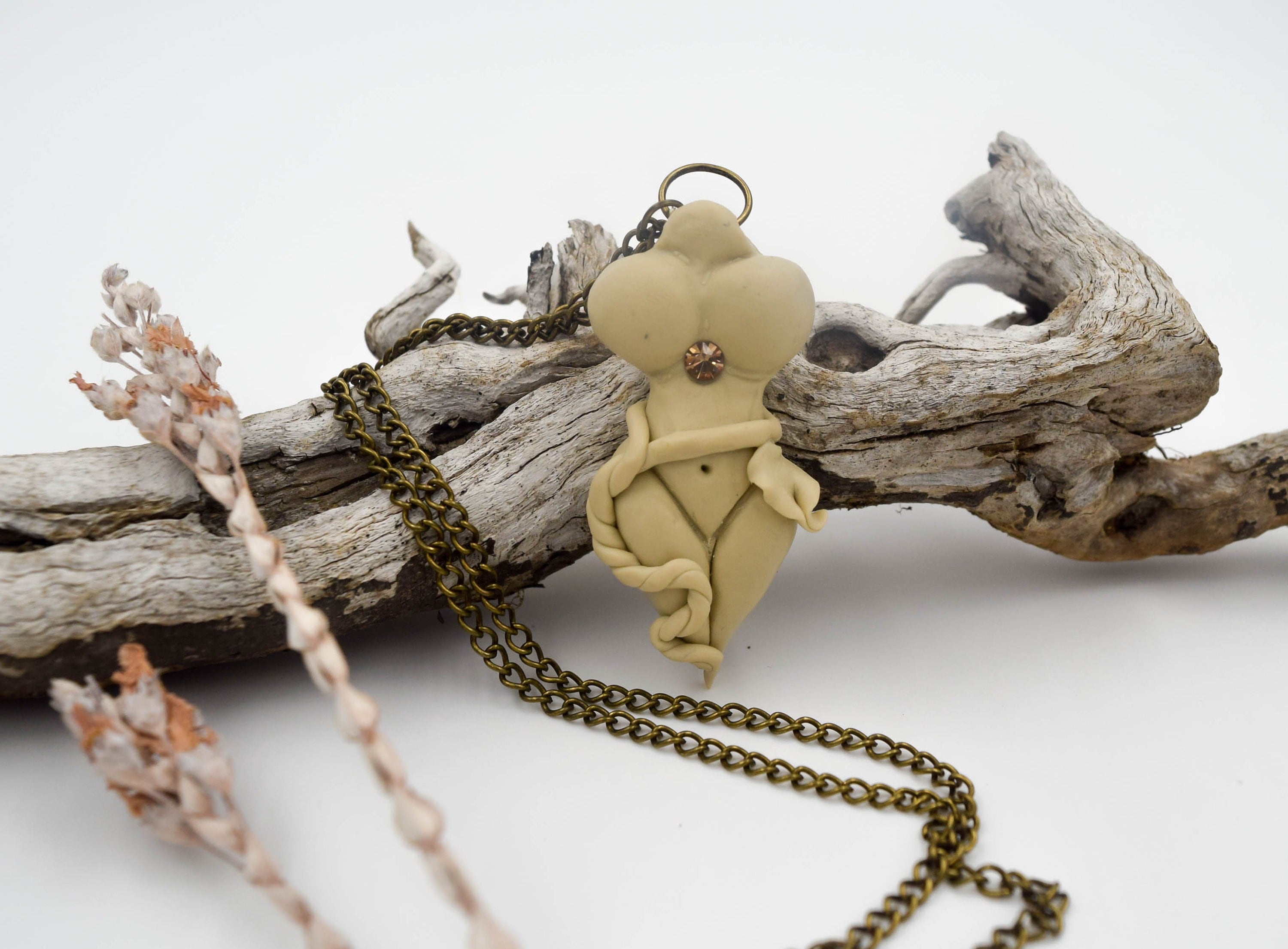 Aphrodite Goddess Pendant: Handmade Cernit Clay Torso Necklace image 2