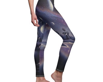 Leggings galassia spiaggia cosmica notturna, paesaggio incantato