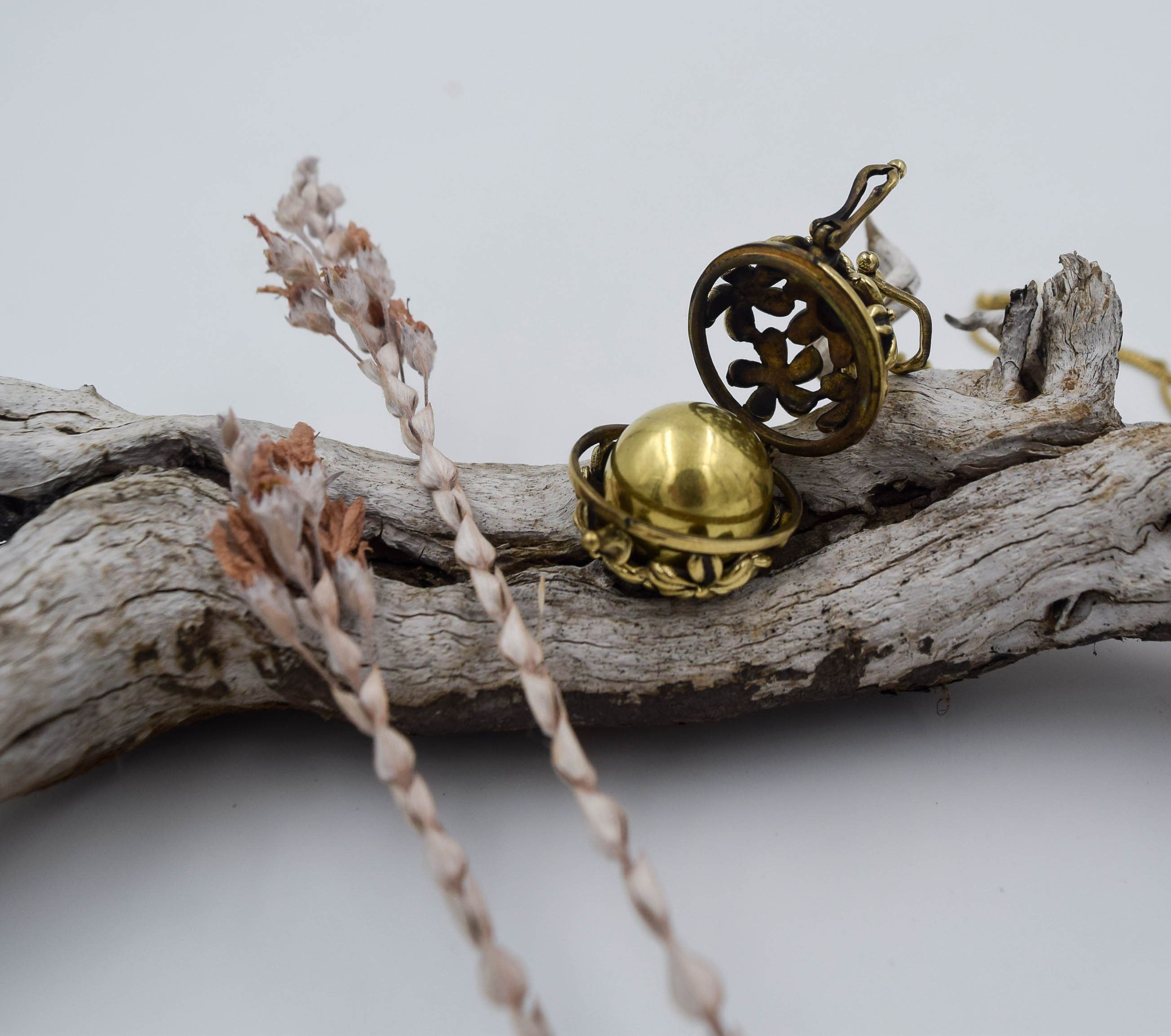 Brass Maternity Bola Necklace: Pregnancy Harmony Chime
