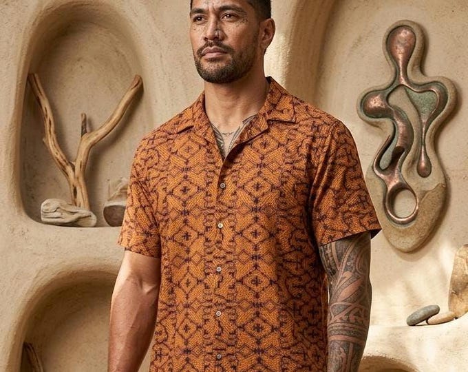 Men's Shipibo Geometry Shirt: Psychedelic Tribal Print Button-Up