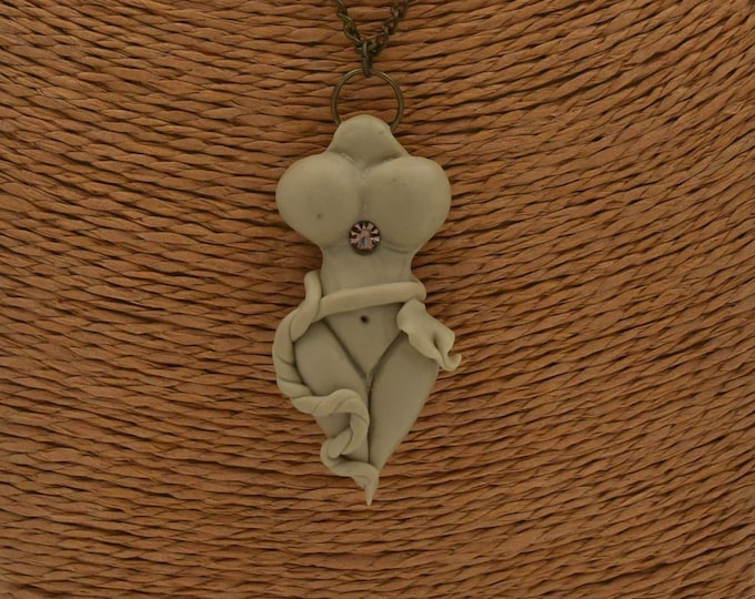 Aphrodite Goddess Pendant: Handmade Cernit Clay Torso Necklace