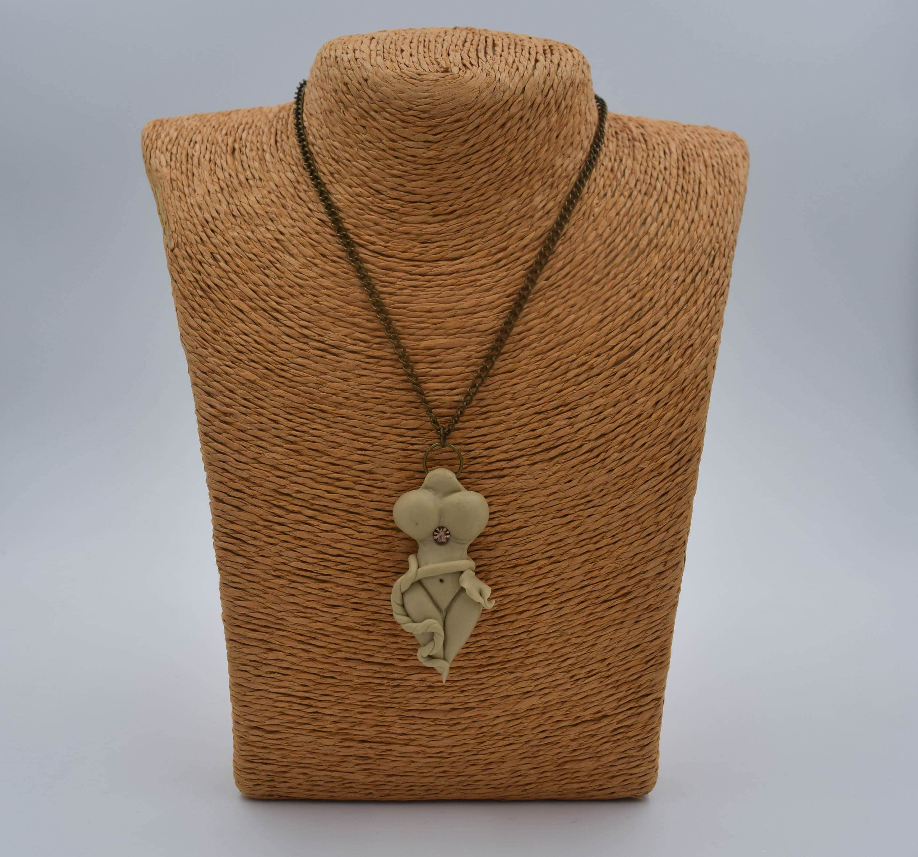 Aphrodite Goddess Pendant: Handmade Cernit Clay Torso Necklace image 4