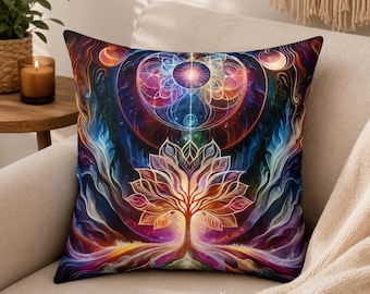 Tree of Life Pillow: Mystic Boho Home Decor