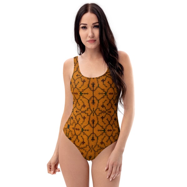 Sacred geometry Shipibo One-Piece Swimsuit, designed by Isis Wikandah