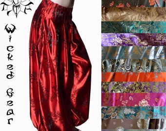 Your color choice THREE yard CUSTOM fit silky belly dance pantaloons harem pants, bloomers ATS pantaloons your size