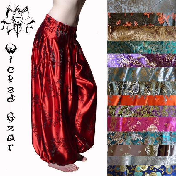 Your color choice THREE yard CUSTOM fit silky belly dance pantaloons harem pants tribal dance pants bloomers ATS pantaloons your size