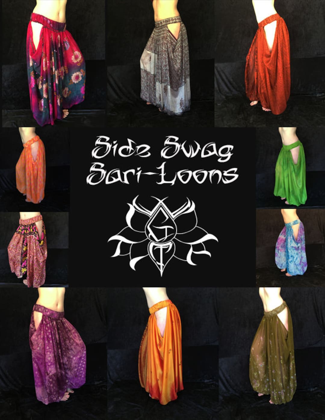 Custom Fit Side Swag Sari-loons, Open Hip Pantaloons, Drop Custom Fit Side Swag Sari-loons, Open Hip Pantaloons, Drop