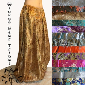 Your color choice, FOUR yard CUSTOM fit silky belly dance pantaloons harem pants tribal dance pants bloomers ATS pantaloons your size