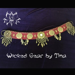 Wijnkleurige buikdansriem, Tribal Fusion-riem, buikdansriem, medaillonriem, ATS-riem, tribale buikdansriem, tribale riem