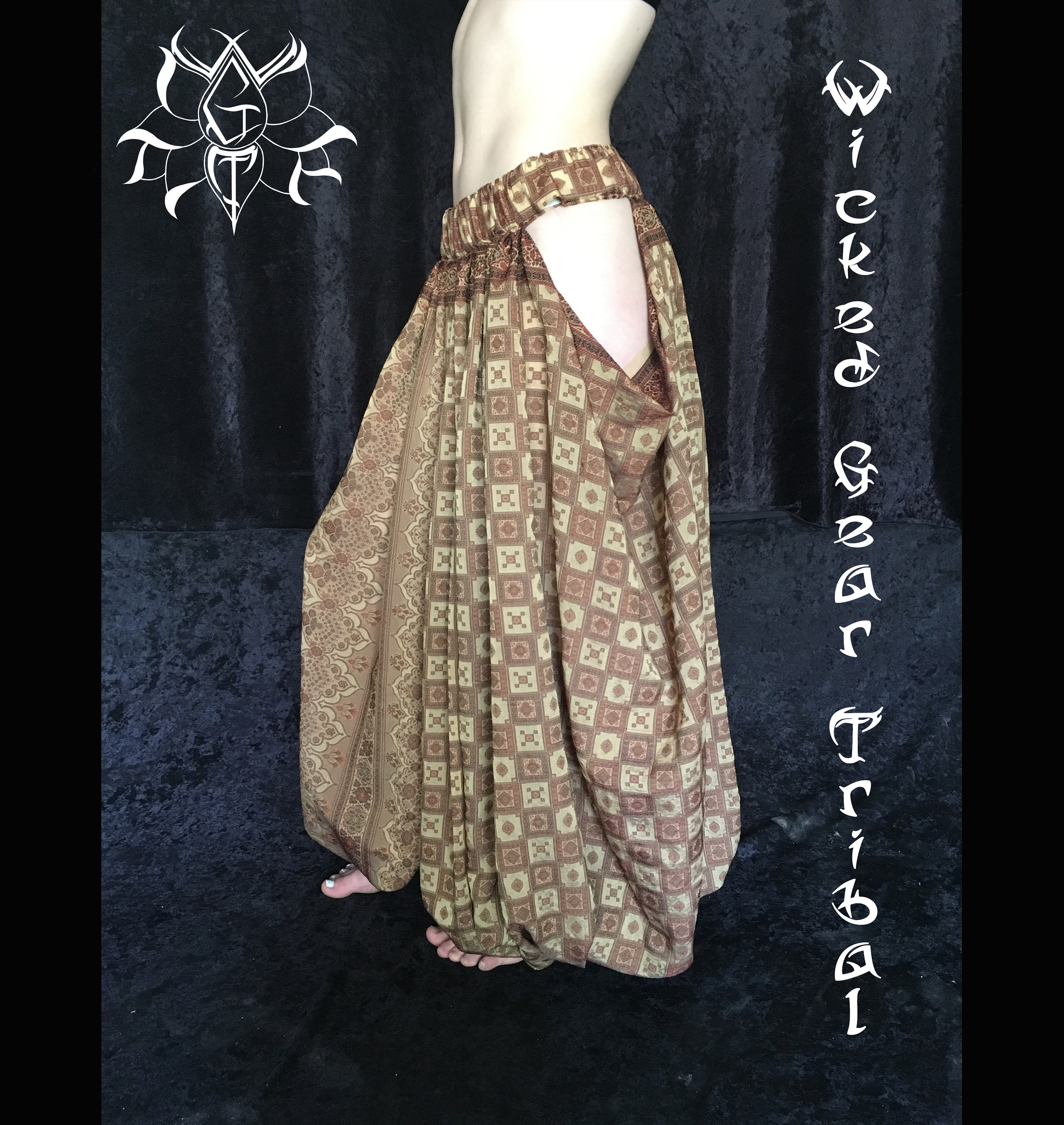Custom Fit Side Swag Sari-loons, Open Hip Pantaloons, Drop Custom Fit Side Swag Sari-loons, Open Hip Pantaloons, Drop
